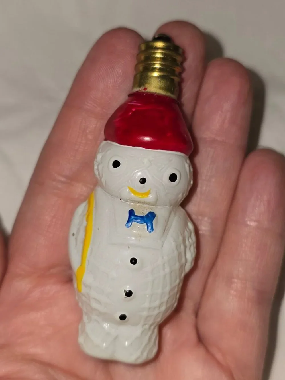 Set of 7 Vintage Milk Glass Christmas Light Bulbs - Santa, Snowman Untested